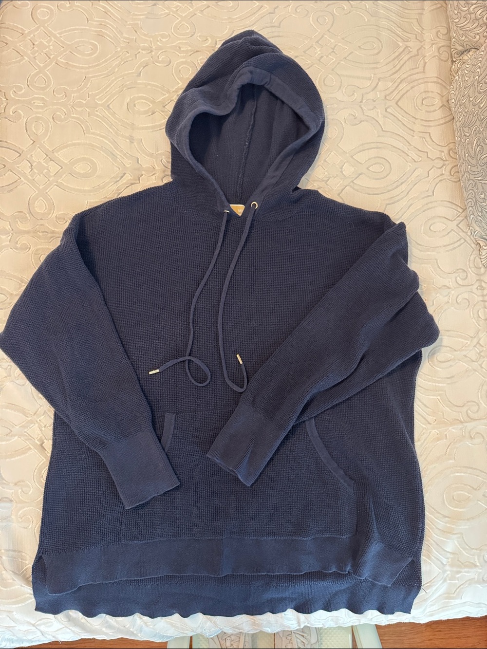 Michael Kors Navy Hooded Knit Pullover